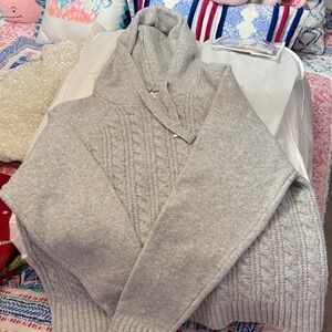 Gray Cable Knit Sweater Hoodie